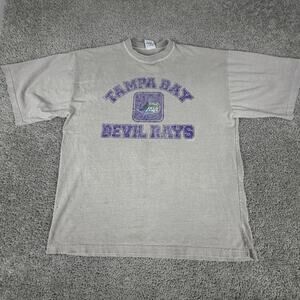 Vintage Tampa Bay Devil Rays Shirt Mens XL Gray MLB Baseball Dynasty 2000s